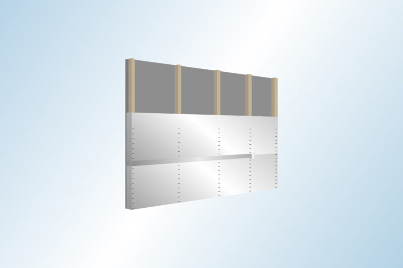 Grafik einer Wand mit überlappenden ISUM-Dämmbahnen, die mit ISUM-Tape abgedichtet werden